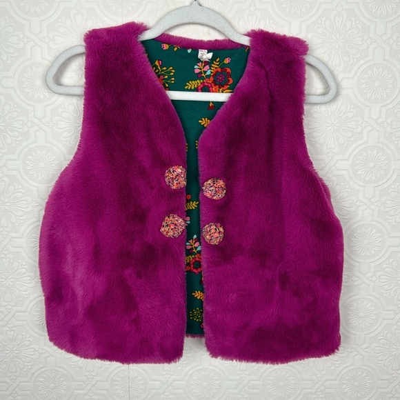 Matilda Jane Other - Matilda Jane Fuzzy Fur Vest Bright Pink Comfy Cozy Playful Fun Artsy Art Coat 14